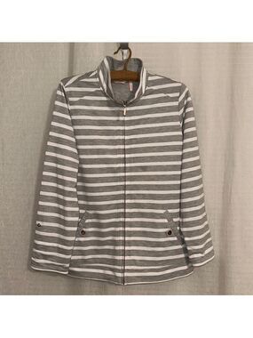 Millers 12 Heather Gray White Striped Mock Neck Full Zip Sweatshirt Jacket